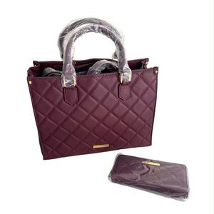 NWT Joy Mangano First Class Luxury Leather Quilted Handbag Wallet